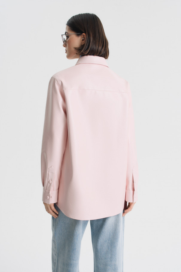 Рубашка из розовой экокожи , розовый, арт. FRASSSH00PN купить в интернет-магазине