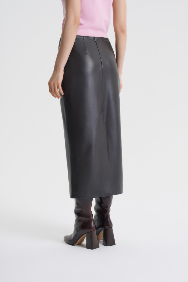 Юбка миди из экокожи , коричневый, арт. FRASSSK01BR купить в интернет-магазине