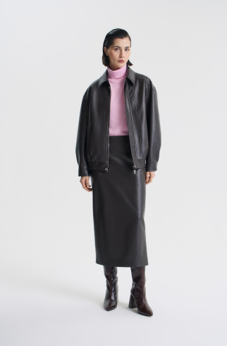 Юбка миди из экокожи , Коричневый, арт. FRASSSK01BR купить в интернет-магазине