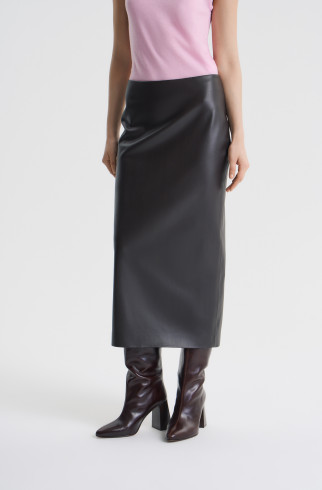 Юбка миди из экокожи , Коричневый, арт. FRASSSK01BR купить в интернет-магазине
