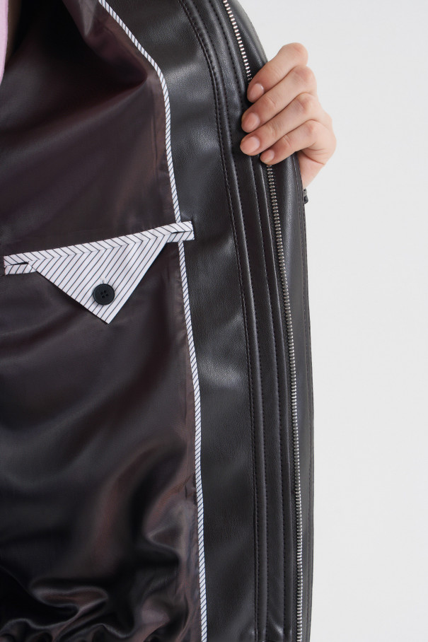 Бомбер оверсайз из экокожи , коричневый, арт. FRASSBM02BR купить в интернет-магазине