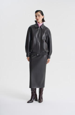 Бомбер оверсайз из экокожи , Коричневый, арт. FRASSBM02BR купить в интернет-магазине