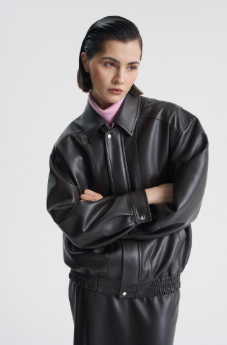 Бомбер оверсайз из экокожи , Коричневый, арт. FRASSBM02BR купить в интернет-магазине