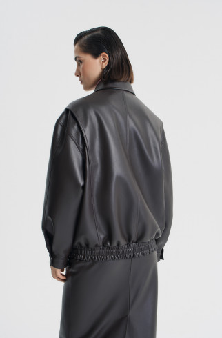 Бомбер оверсайз из экокожи , Коричневый, арт. FRASSBM02BR купить в интернет-магазине