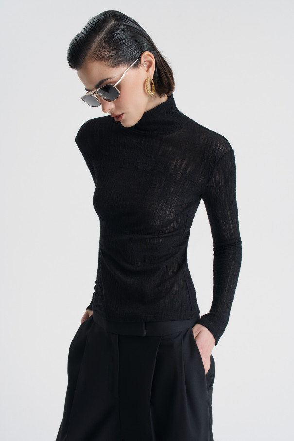 Водолазка из фактурной шерсти , черный, арт. FRASSTN01BL купить в интернет-магазине