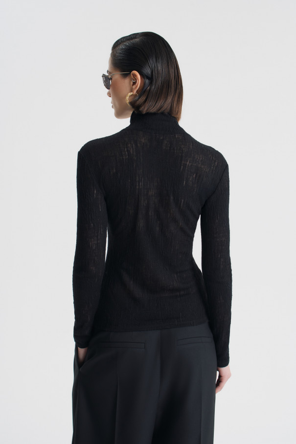 Водолазка из фактурной шерсти , черный, арт. FRASSTN01BL купить в интернет-магазине