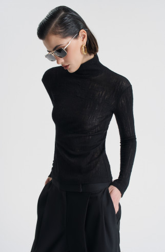 Водолазка из фактурной шерсти , Черный, арт. FRASSTN01BL купить в интернет-магазине