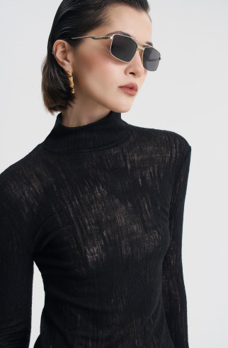 Водолазка из фактурной шерсти , Черный, арт. FRASSTN01BL купить в интернет-магазине
