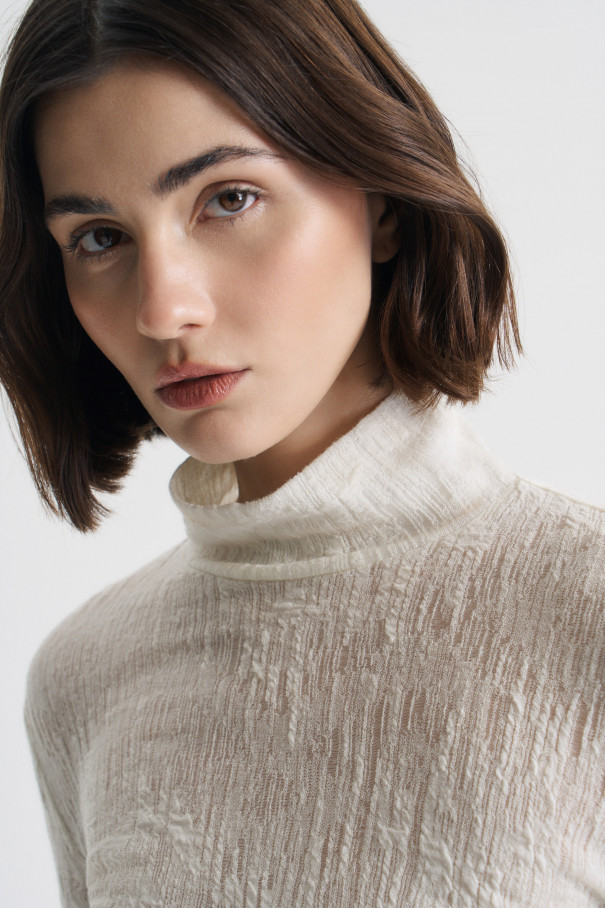 Водолазка из фактурной шерсти , молочный, арт. FRASSTN01ML купить в интернет-магазине