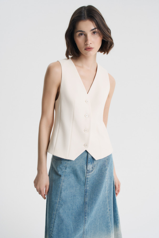 Жилет приталенный , молочный, арт. FRASSVS00ML купить в интернет-магазине