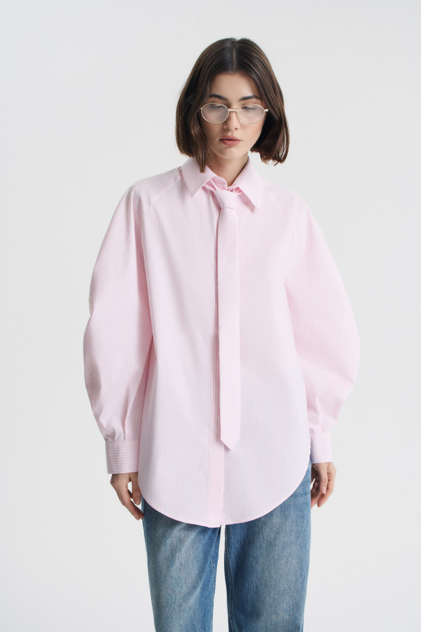 Рубашка оверсайз с галстуком , мультицвет, арт. FRASSSH01MLT купить в интернет-магазине