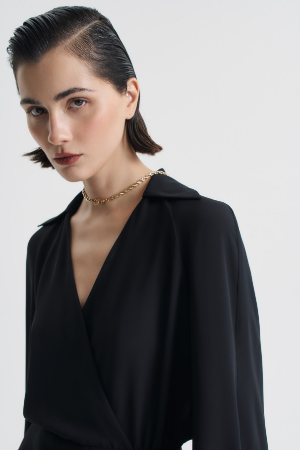 Блуза с баской , черный, арт. FRASSBL04BL купить в интернет-магазине