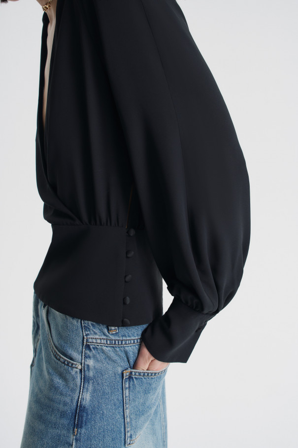 Блуза с баской , черный, арт. FRASSBL04BL купить в интернет-магазине