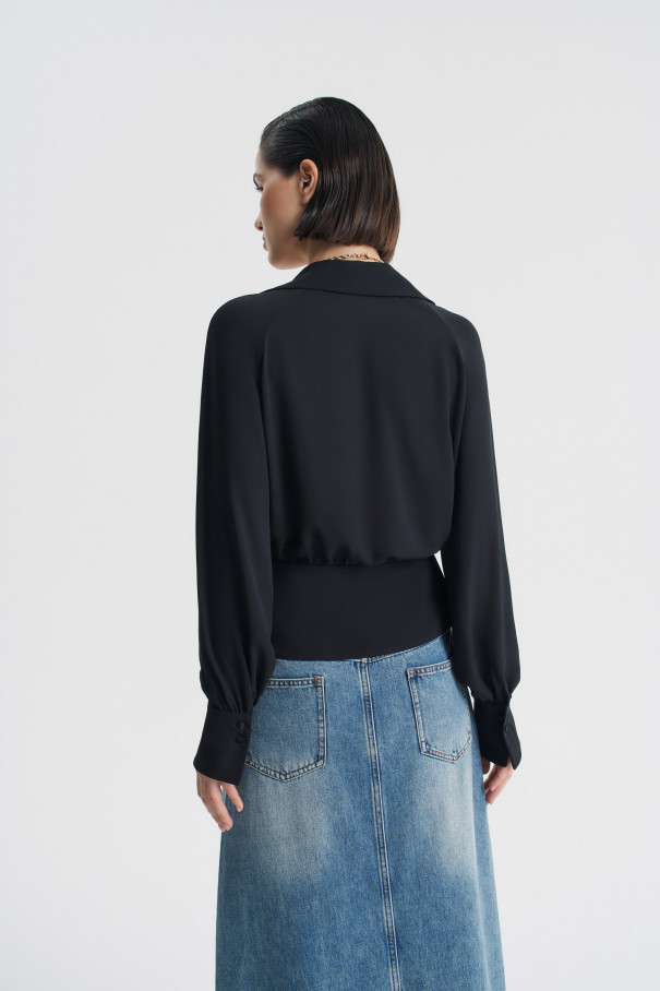 Блуза с баской , черный, арт. FRASSBL04BL купить в интернет-магазине
