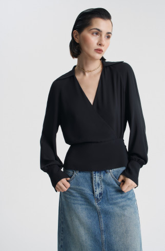 Блуза с баской , Черный, арт. FRASSBL04BL купить в интернет-магазине