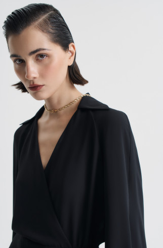 Блуза с баской , Черный, арт. FRASSBL04BL купить в интернет-магазине