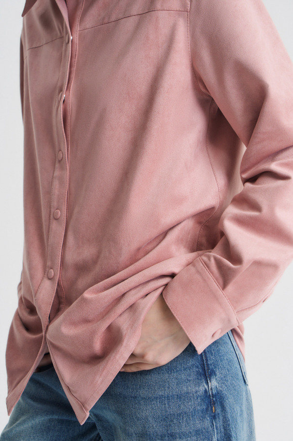 Рубашка из розовой экозамши , розовый, арт. FRASSSH04PN купить в интернет-магазине