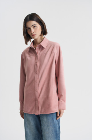 Рубашка из розовой экозамши , Розовый, арт. FRASSSH04PN купить в интернет-магазине