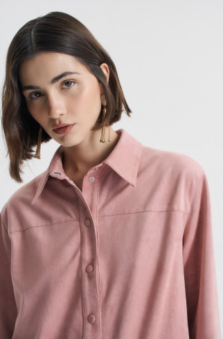 Рубашка из розовой экозамши , Розовый, арт. FRASSSH04PN купить в интернет-магазине