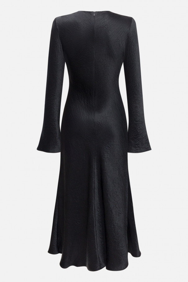 Платье-миди из жатого атласа , черный, арт. FRASSDR00BL купить в интернет-магазине