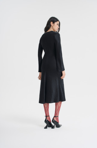 Платье-миди из жатого атласа , Черный, арт. FRASSDR00BL купить в интернет-магазине