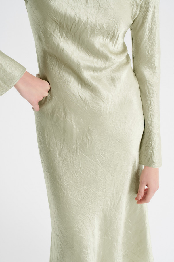 Платье-миди из жатого атласа , зеленый, арт. FRASSDR00GN купить в интернет-магазине