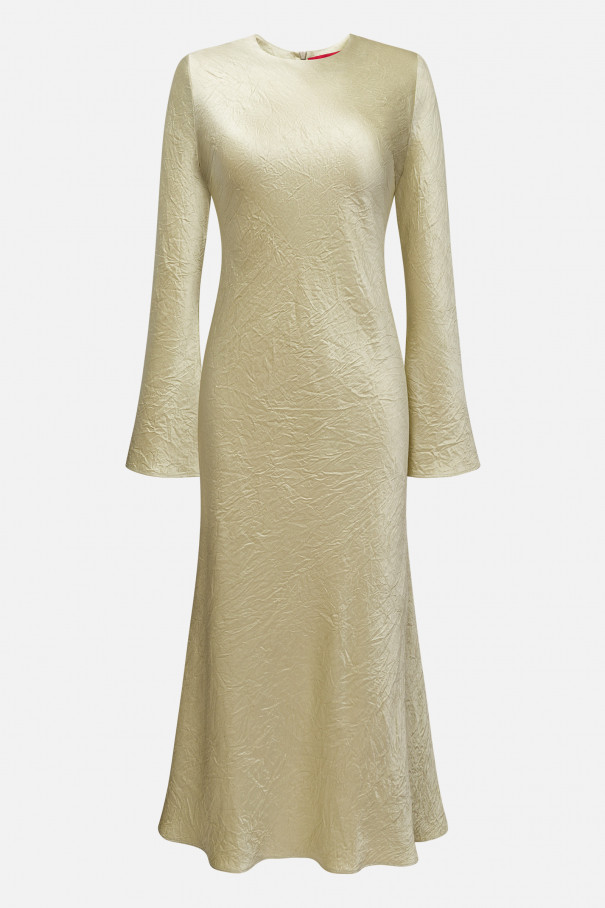 Платье-миди из жатого атласа , зеленый, арт. FRASSDR00GN купить в интернет-магазине