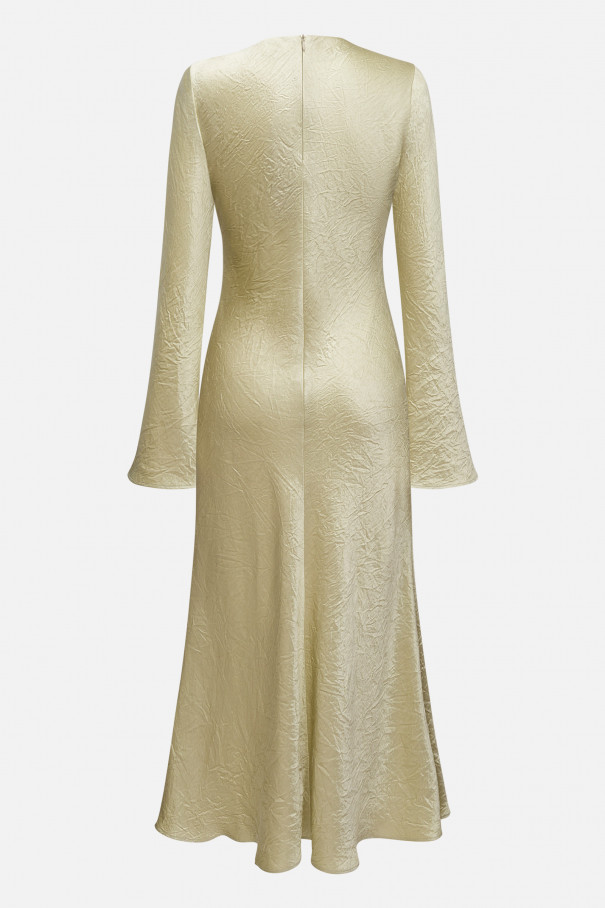 Платье-миди из жатого атласа , зеленый, арт. FRASSDR00GN купить в интернет-магазине