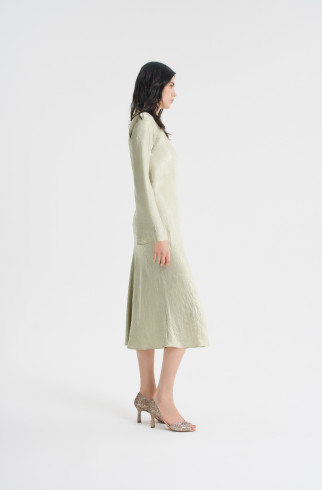 Платье-миди из жатого атласа , Зеленый, арт. FRASSDR00GN купить в интернет-магазине