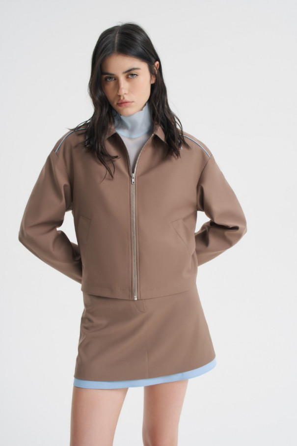Куртка с контрастным кантом , коричневый, арт. FRASSJK00BR купить в интернет-магазине