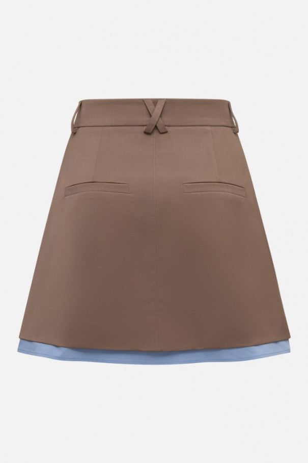 Юбка мини со вставкой , коричневый, арт. FRASSSK04BR купить в интернет-магазине