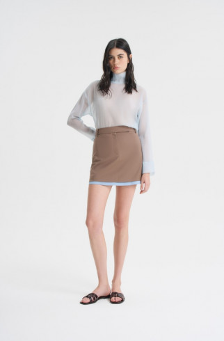 Юбка мини со вставкой , Коричневый, арт. FRASSSK04BR купить в интернет-магазине