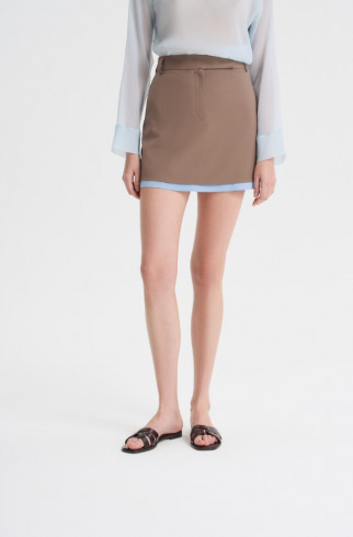 Юбка мини со вставкой , Коричневый, арт. FRASSSK04BR купить в интернет-магазине