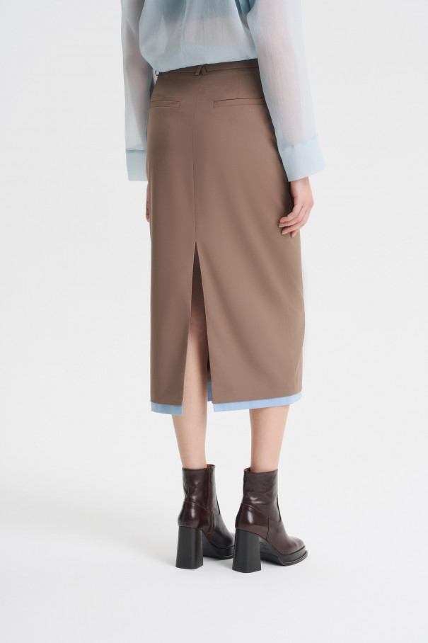 Юбка-миди со вставкой , коричневый, арт. FRASSSK03BR купить в интернет-магазине