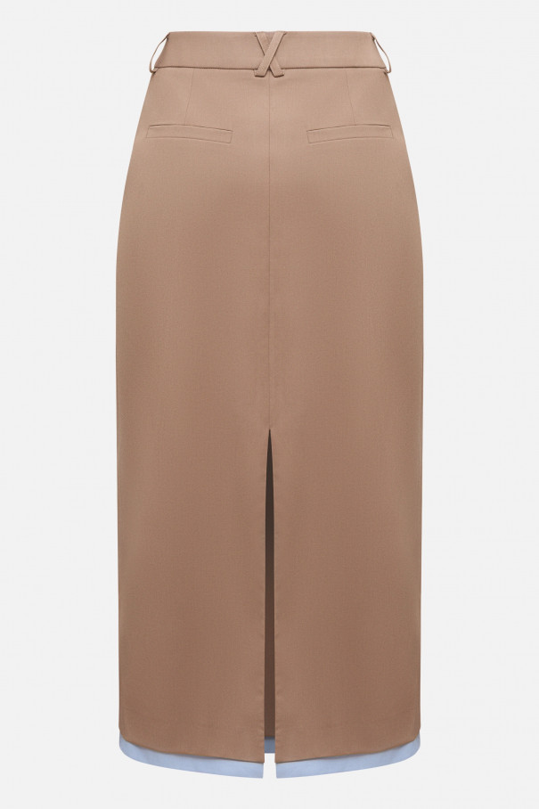 Юбка-миди со вставкой , коричневый, арт. FRASSSK03BR купить в интернет-магазине