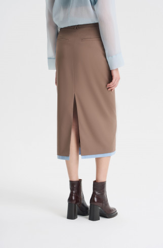 Юбка-миди со вставкой , Коричневый, арт. FRASSSK03BR купить в интернет-магазине
