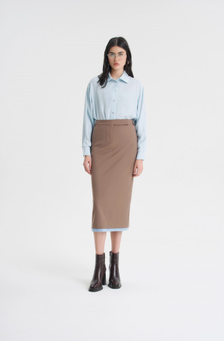 Юбка-миди со вставкой , Коричневый, арт. FRASSSK03BR купить в интернет-магазине