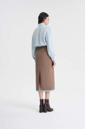 Юбка-миди со вставкой , Коричневый, арт. FRASSSK03BR купить в интернет-магазине