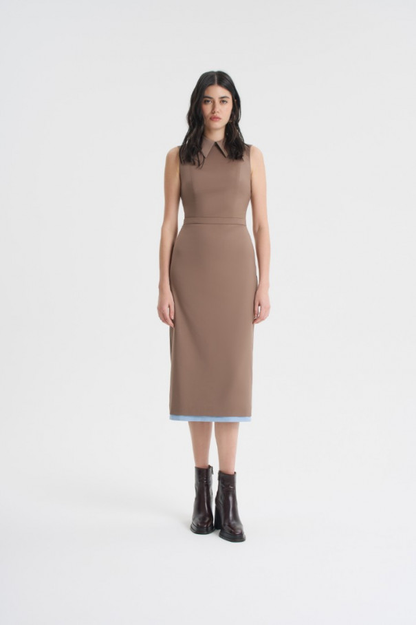 Платье-футляр со вставкой , коричневый, арт. FRASSDR10BR купить в интернет-магазине