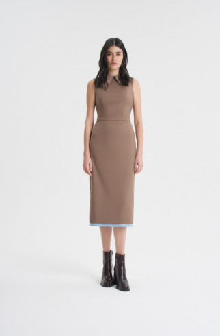 Платье-футляр со вставкой , Коричневый, арт. FRASSDR10BR купить в интернет-магазине
