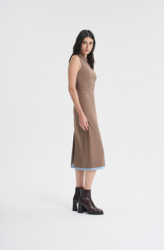 Платье-футляр со вставкой , Коричневый, арт. FRASSDR10BR купить в интернет-магазине