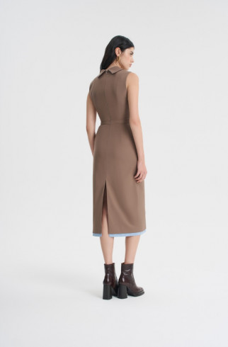 Платье-футляр со вставкой , Коричневый, арт. FRASSDR10BR купить в интернет-магазине