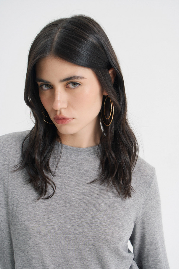 Лонгслив из тонкого трикотажа , серый, арт. FRASSLS00GR купить в интернет-магазине