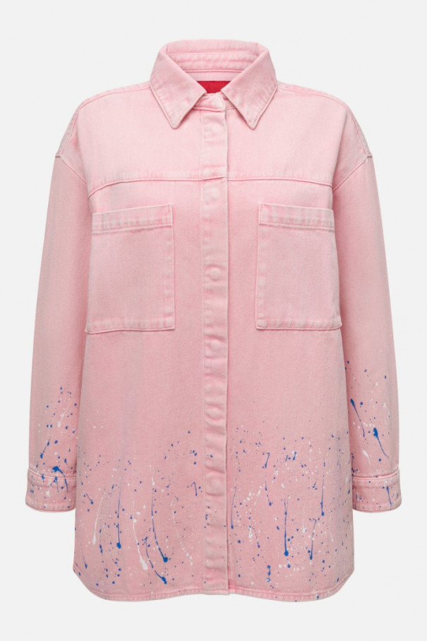 Джинсовая рубашка с принтом разбрызганной краски , розовый, арт. FRASSSH05PN купить в интернет-магазине