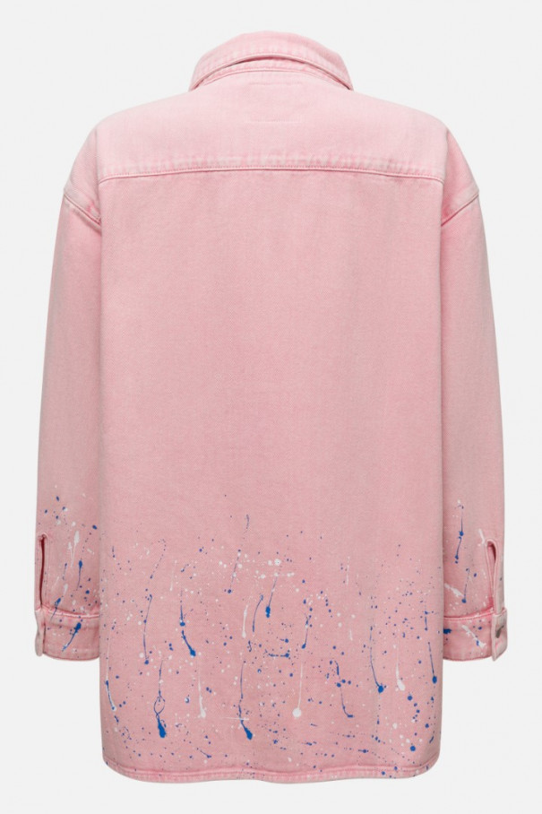 Джинсовая рубашка с принтом разбрызганной краски , розовый, арт. FRASSSH05PN купить в интернет-магазине