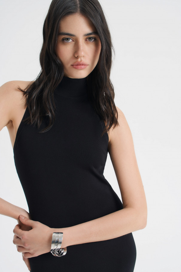 Платье миди с высокой горловиной , черный, арт. FRASSDR11BL купить в интернет-магазине