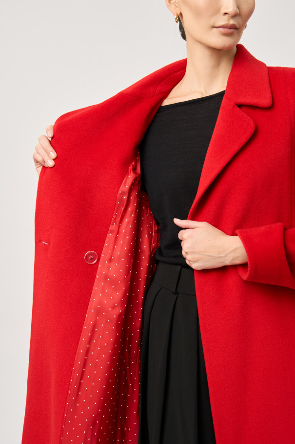 Двубортное красное пальто , арт. FR20-ВМ-10-кр-1 купить в интернет-магазине
