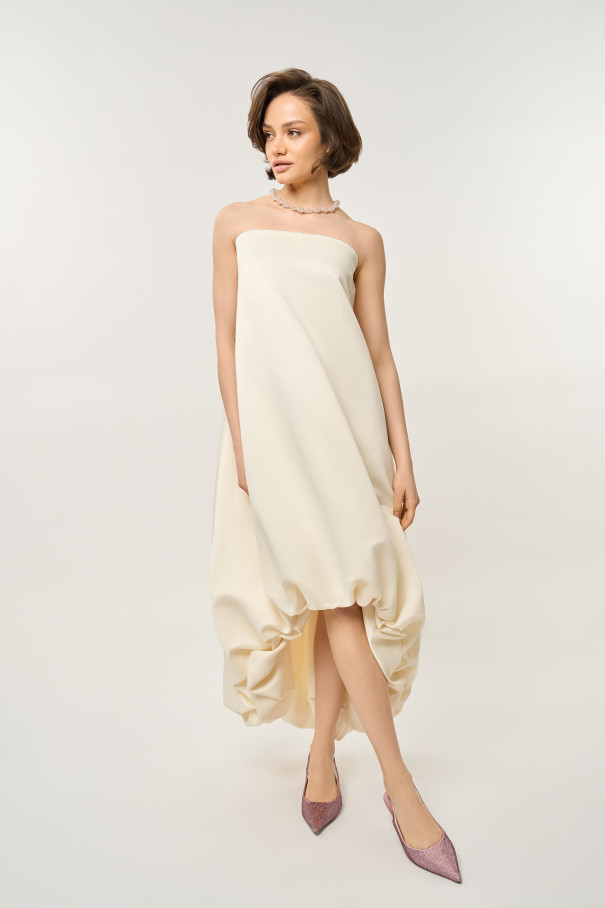 Платье облако молочного цвета , молочный, арт. FR20-БР-1-бл-4 купить в интернет-магазине