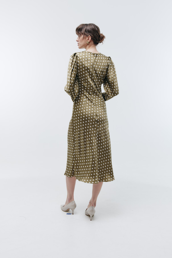 Платье миди в горох оливковый , арт. FR013FW22VISOLV купить в интернет-магазине