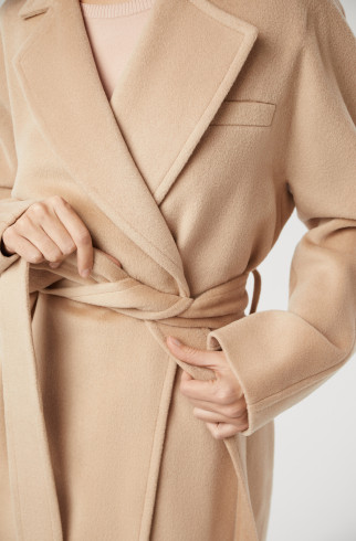 Бежевое пальто из шерсти , арт. FR21COBESPWO купить в интернет-магазине